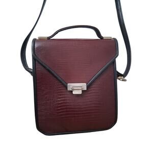 Vintage Roche‎ Womens Lizard Print Leather Crossbody Grungecore Western Heritage